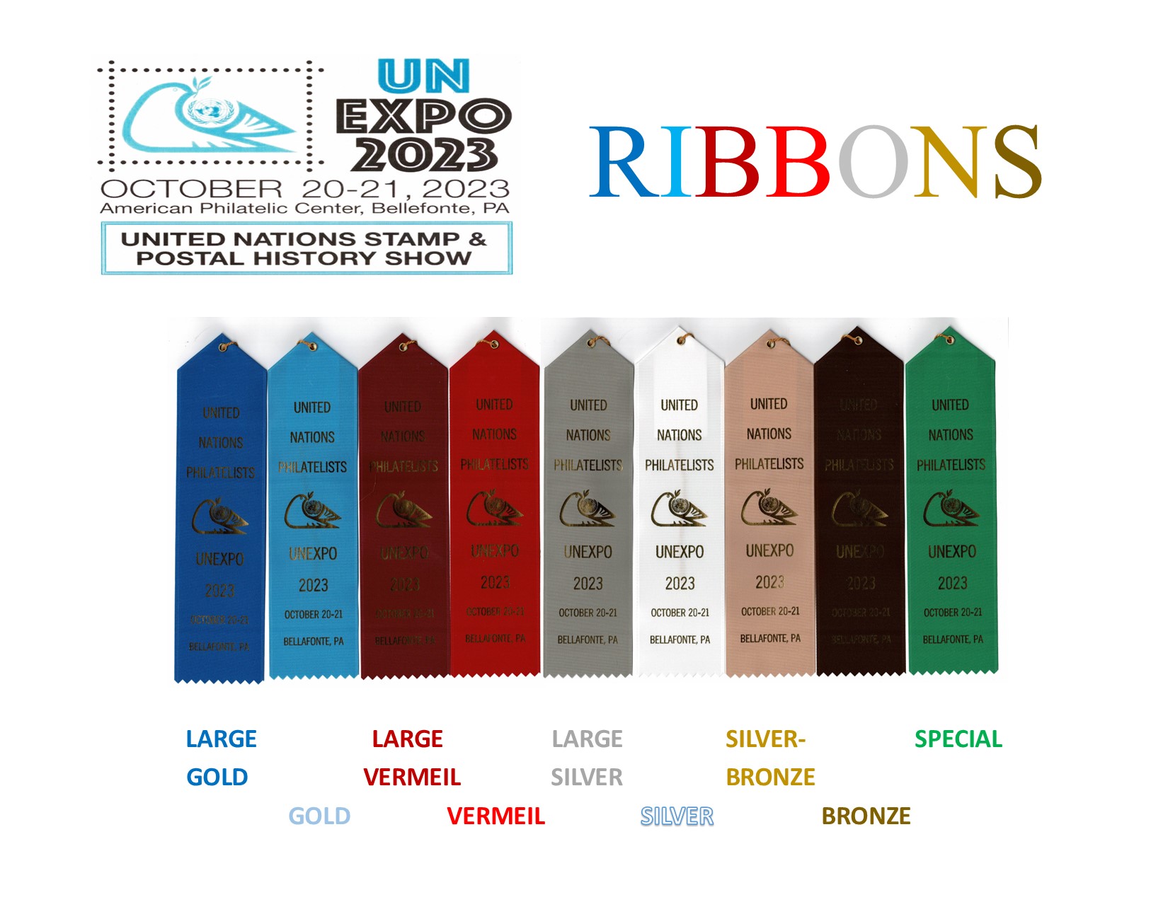 Ribbons for Large Gold, Gold, Large Vermeil, Vermeil, Large Silver, Silver, Silver Bronze and Bronze